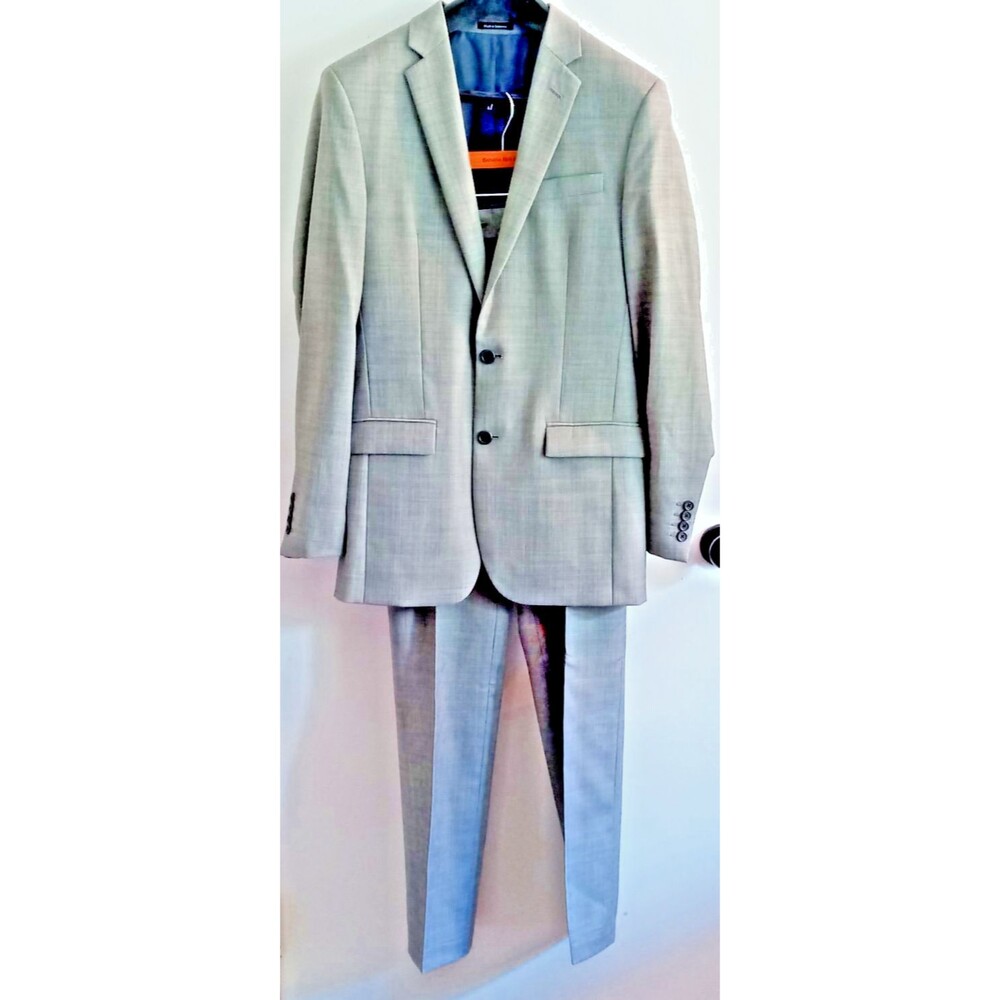 EGARA Mens Suit Jacket 38R & Pants 30x35 Gray Slim Fit Wool Blazer New~No Tags